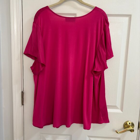 Lane Bryant Satin Smocked Shoulder Blouse - Picture 4 of 6